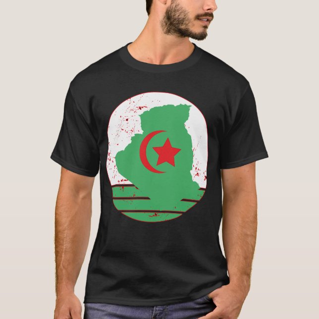 Camiseta Bandeira e Mapa da Argélia (Frente)