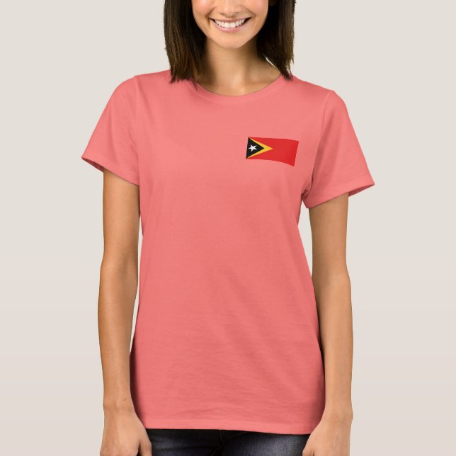 Camiseta Bandeira e Mapa de Timor-Leste (Frente)