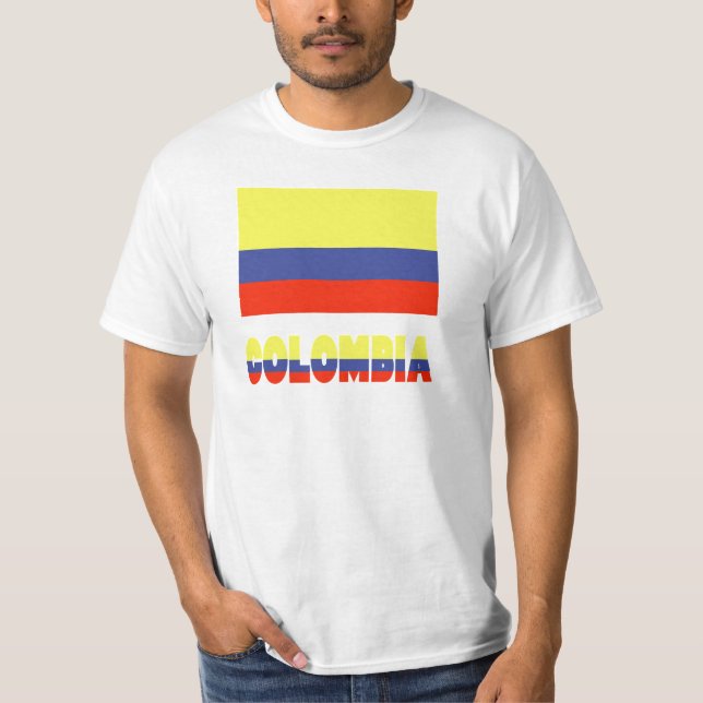 Camiseta Bandeira e Nome da Colômbia (Frente)