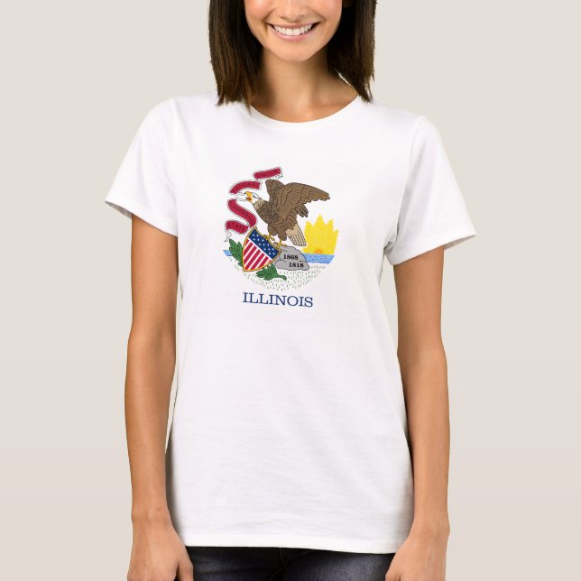 Camiseta Bandeira e selo de Illinois (Frente)
