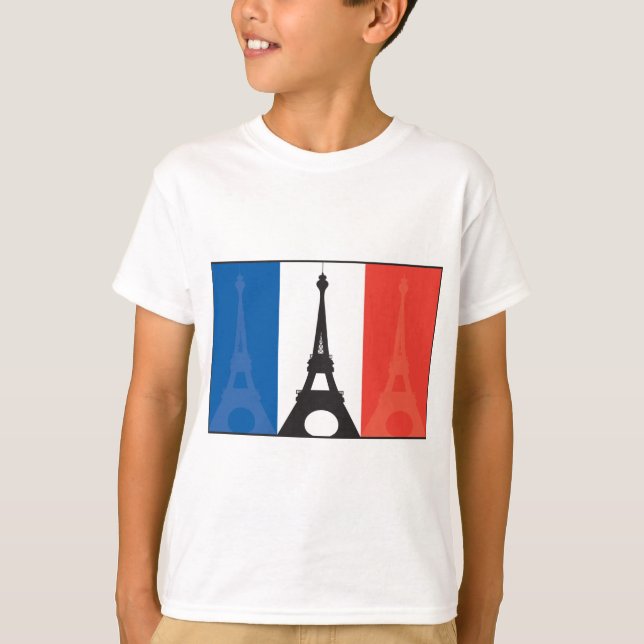 Camiseta Bandeira e torre Eiffel francesas (Frente)