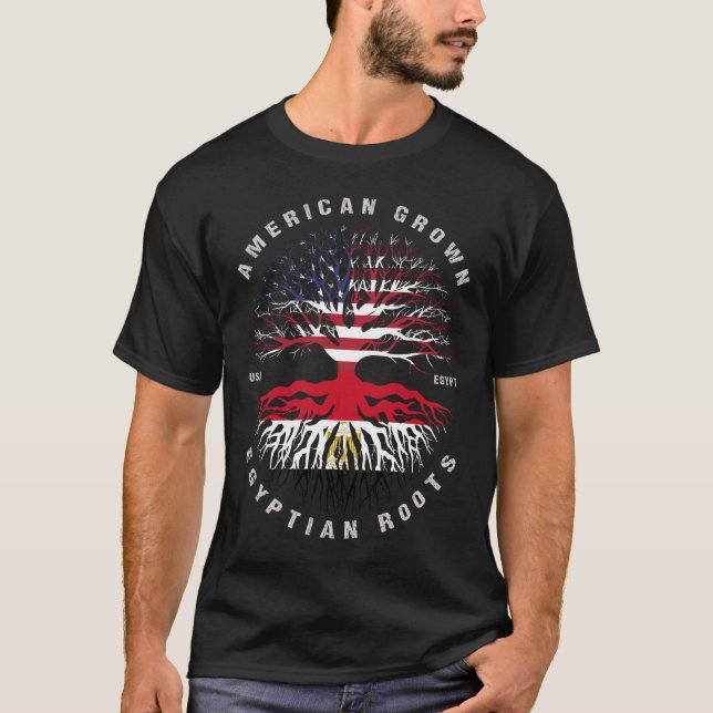 Camiseta Bandeira Egípcia Americana Cresce (Frente)