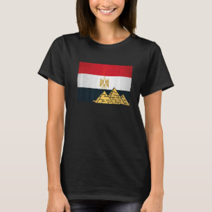 Camiseta Bandeira Egípcia Com As Pirâmides De Giza Egiptolo