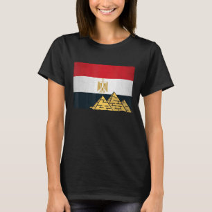 Camiseta Bandeira Egípcia Com As Pirâmides De Giza Egiptolo
