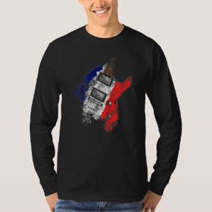 Camiseta Bandeira Elétrica Guitarista do Dia da Bastilha