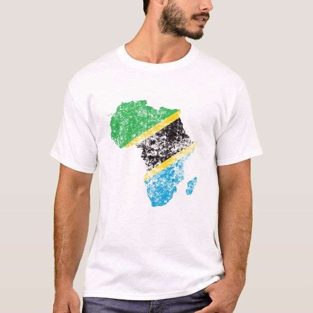 Camiseta Bandeira em dificuldades da Tanzânia no continente (Frente)