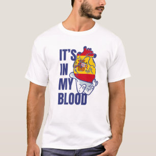 Camiseta Bandeira espanhola Cardíaca Veias de Sangue Espanh