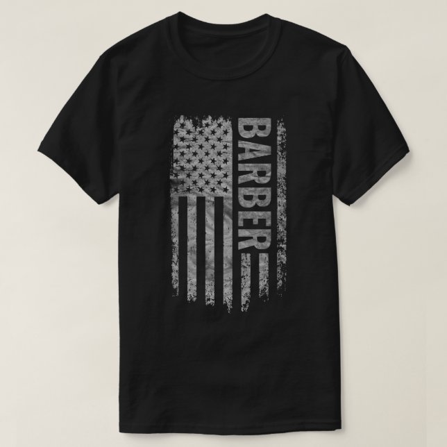 Camiseta Bandeira EUA desgastada design Barbeiro (Frente do Design)