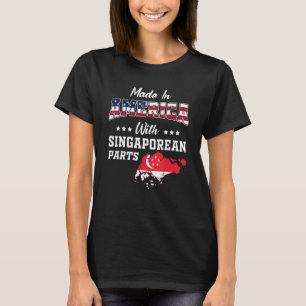 Camiseta Bandeira EUA Mapa Singapura Peças Singapura Americ