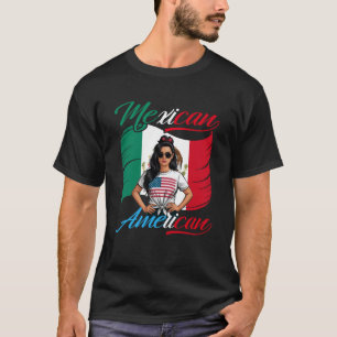 Camiseta Bandeira EUA México Metade Mexicano Metade America