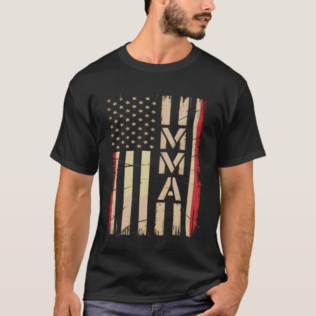 Camiseta Bandeira EUA MMA Vertical Envelhecida (Frente)