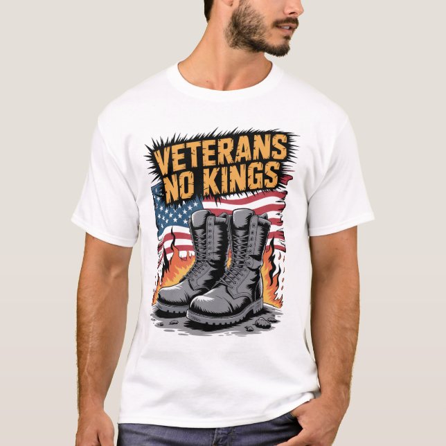 Camiseta Bandeira EUA Veteranos Não São Reis (Frente)