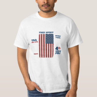 Camiseta Bandeira EUA Vintage 4 de Julho Espírito Livre Pat