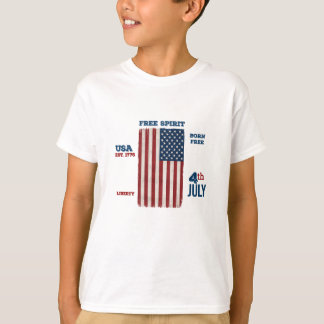 Camiseta Bandeira EUA Vintage 4 de Julho Espírito Livre Pat
