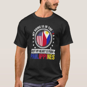 Camiseta Bandeira Filipina Americana Coração Filipinas Amer