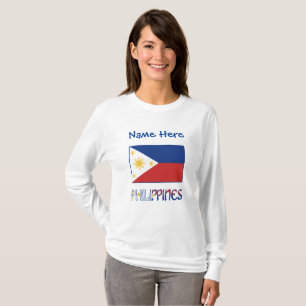 Camiseta Bandeira Filipina Filipina Azul Personalização