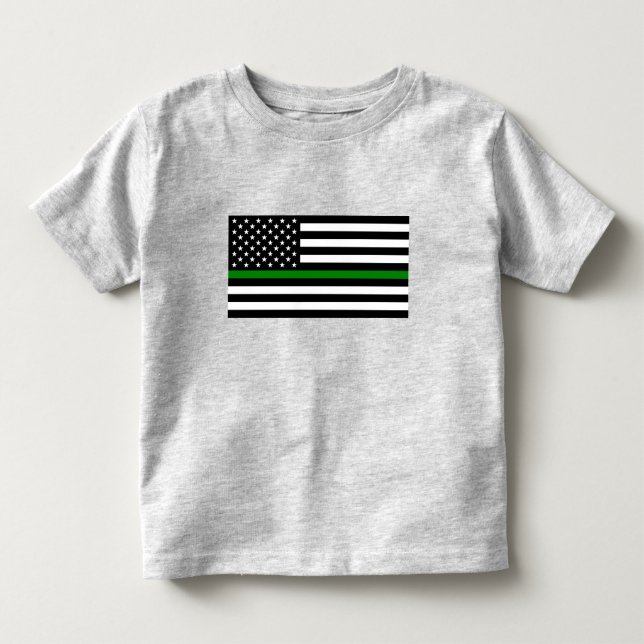 Camiseta Bandeira fina da linha verde: Veteranos militares  (Frente)