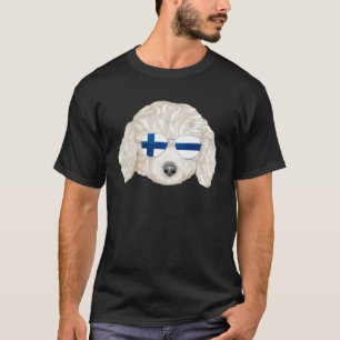 Camiseta Bandeira Finlandesa Poodle Branco Cachorro Finlând