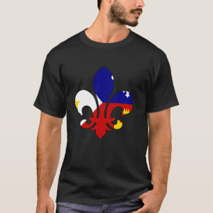 Camiseta Bandeira Fleur Acadiana Louisiana País Cajun Cidad
