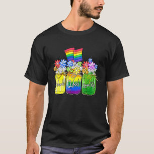 Camiseta Bandeira Floral Arco-íris Igualdade Amor Paz Lgbt