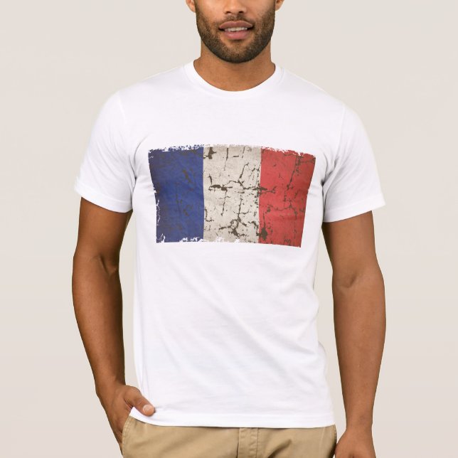 Camiseta Bandeira francesa afligida (Frente)