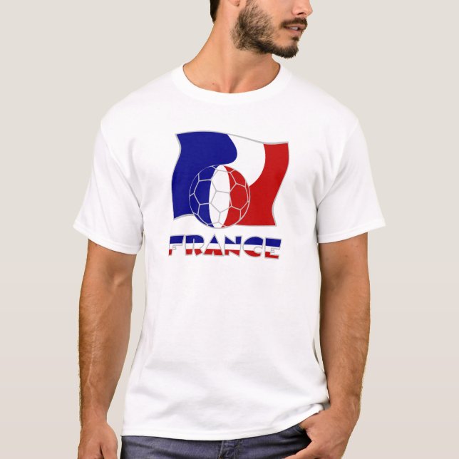 Camiseta Bandeira Francesa com Bola de Futebol (Frente)
