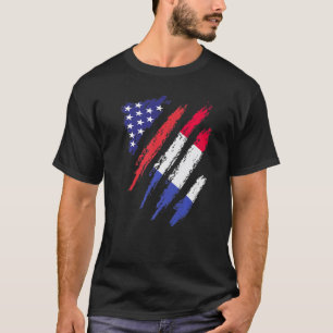 Camiseta Bandeira Francesa Cultivada Americana EUA Patriota