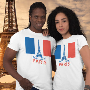 Camiseta Bandeira francesa de Paris e Torre Eiffel