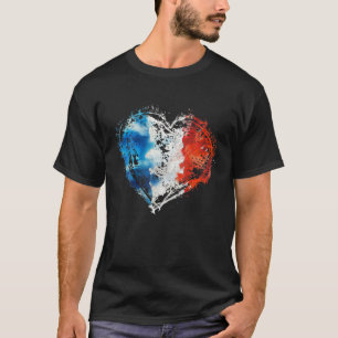 Camiseta Bandeira Francesa Vintage França Coração Homens