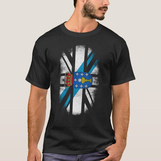 Camiseta Bandeira galega britânica - Galiza e orgulho do (Frente)