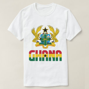 Camiseta Bandeira Gana e Casaco de Armas Patriótica