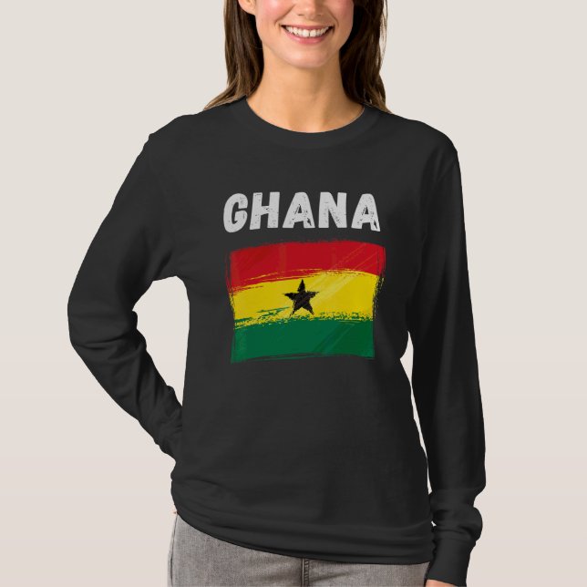 Camiseta Bandeira Gana Holiday Vintage Grunge Ghanaian Flag (Frente)