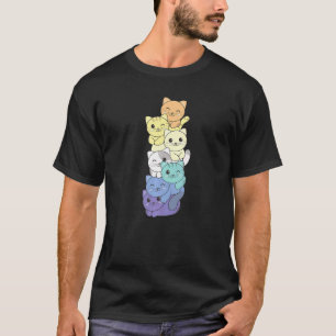 Camiseta Bandeira Genderfaun Pilha Orgulho Gatos Lésbicas,
