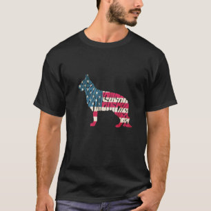 Camiseta Bandeira german shepherd-americana 4º De Julho Cão