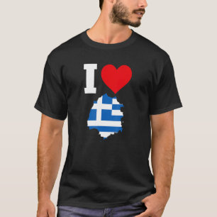 Camiseta Bandeira grécia para Thassos I Love Thassos