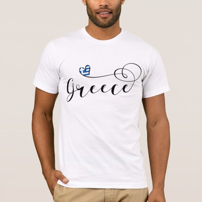 Camiseta Bandeira Grega No Coração, Grécia (Frente)