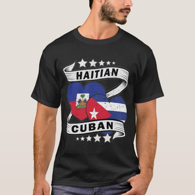 Camiseta Bandeira Haitiana E Cubana (Frente)