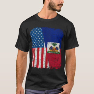 Camiseta Bandeira Haitiano-Americana Metade EUA Haiti Raiz 