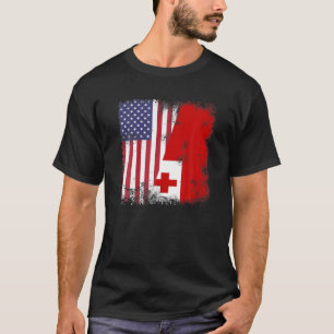 Camiseta Bandeira Half Tongan   Vintage Tonga USA Gift