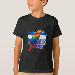 Camiseta Bandeira Hondurenha Arara Escarlate Copan Honduras