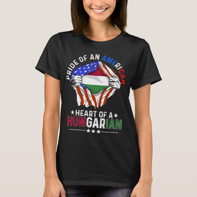 Camiseta Bandeira Húngara Americana (Frente)