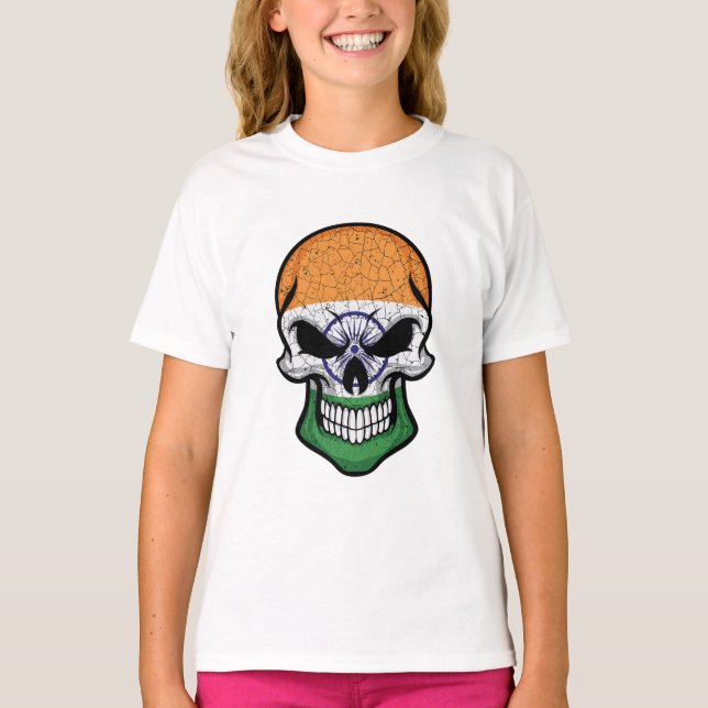 Camiseta Bandeira Índia Caveira Sorridente  (Frente)