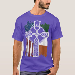 Camiseta Bandeira Irlandesa Americana com a Cruz Celta - St