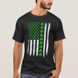 Camiseta Bandeira Irlandesa Americana Trevo Sortudo Dia de