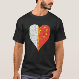 Camiseta Bandeira Irlandesa Chinesa Coração