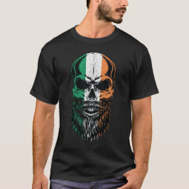 Camiseta Bandeira irlandesa com bordo Cabeça de Caveira Dia