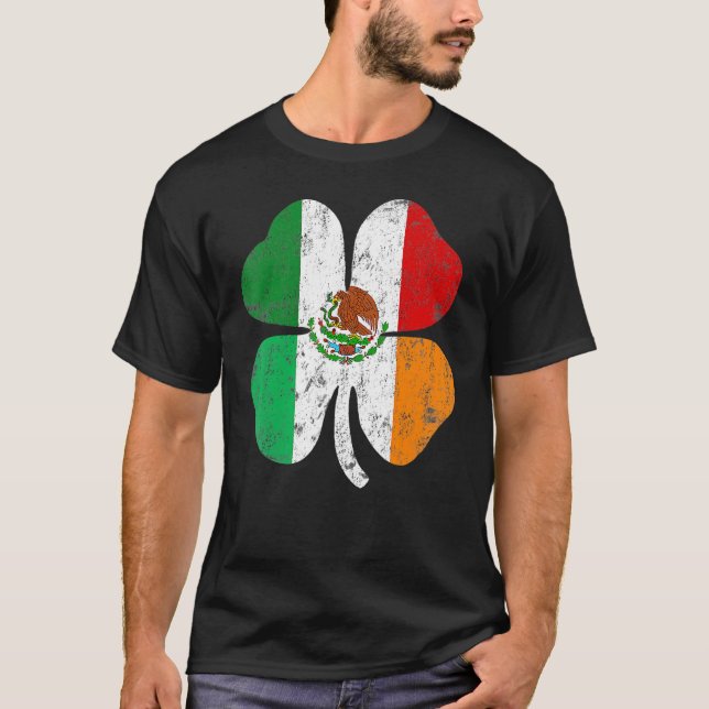 Camiseta Bandeira Irlandesa Mexicana Dia de São Patrício da (Frente)