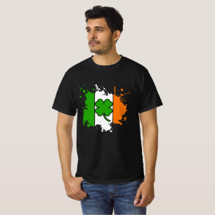 Camiseta Bandeira Irlandesa Trevo Dia de São Patrício Preto