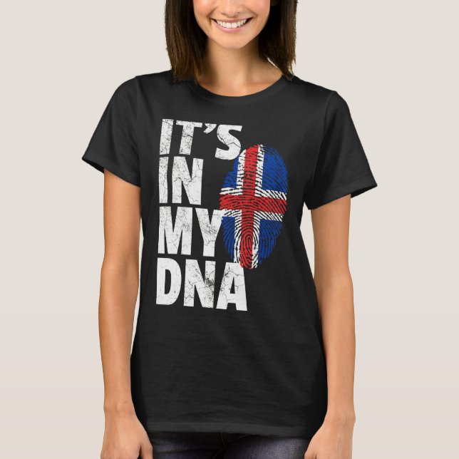 Camiseta Bandeira Islandesa da Islândia Está no Meu Dna Nat (Frente)