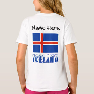 Camiseta Bandeira Islandesa Islândia Personalização Preta